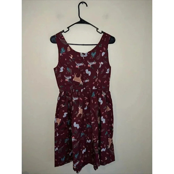 Modcloth Optimistic Effect Woodland Creature Critter Sleeveless Dress Small - Picture 3 of 3